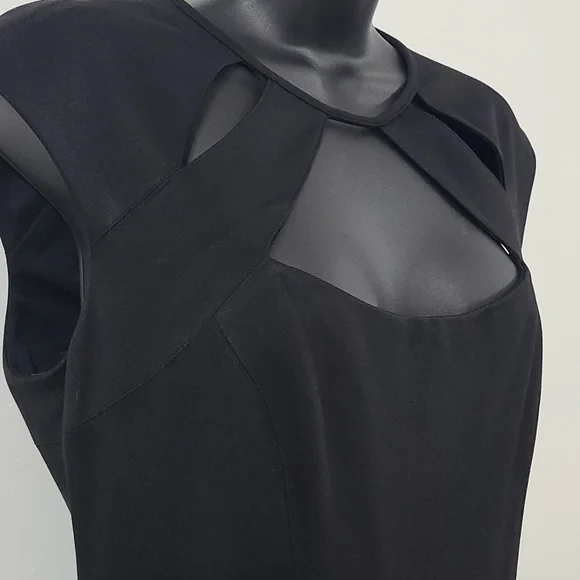 SZ 10 Cache Black Sleeveless Cut-Out Tailored Stretchy Dress - Picture 8 of 16